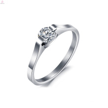 Simple Silver Crown Set Crystal Wedding Engagement Stainless Steel Ring